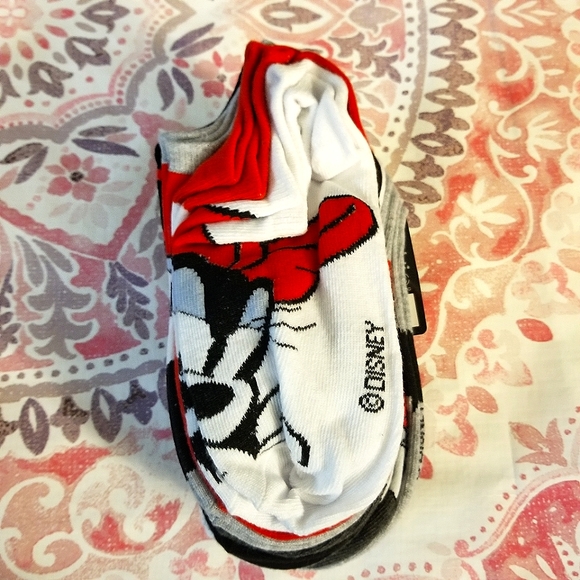 10 Pairs Disney Minnie Mouse Ankle No Show Socks Women's Shoe Size 4-10 Grey Red - Picture 3 of 7
